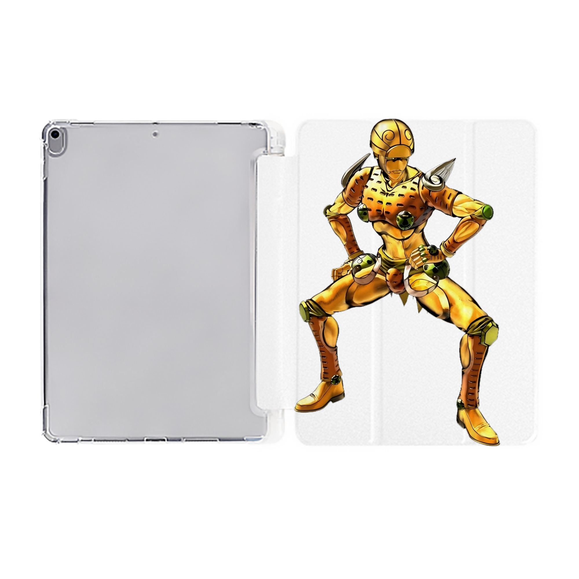 （画像用） ジョジョの奇妙な冒険 ジョルノ?ジョバァーナ JoJo's Bizarre Adventure Giorno Giovanna IPad ケース ペン収納付き 三つ折りスタンド PUレザー×シリコン 対応機種9.5/10.5/10.9インチ